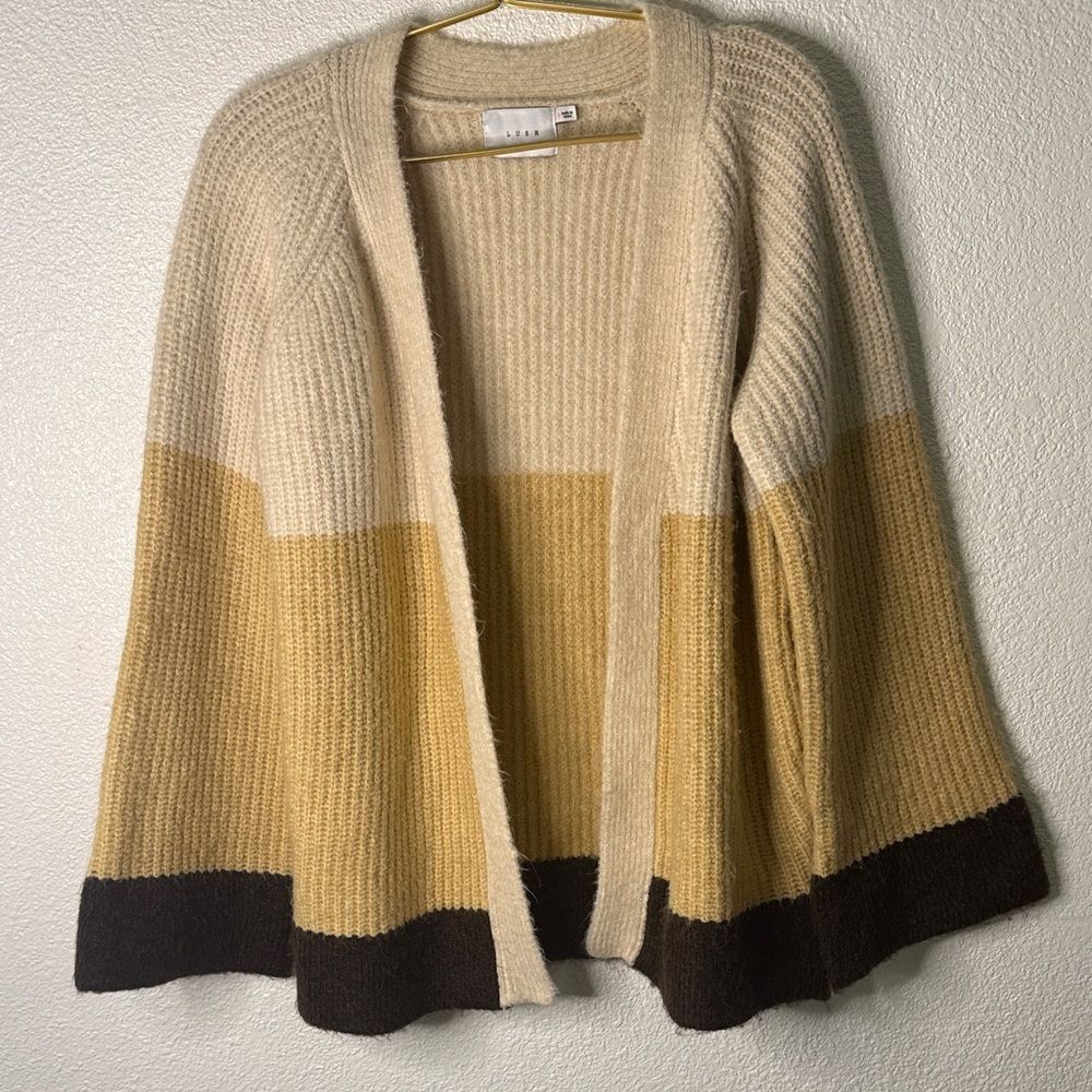 LUSH- Elegant Open Front Cardigan Sweater- Banana Cream colorway- Small